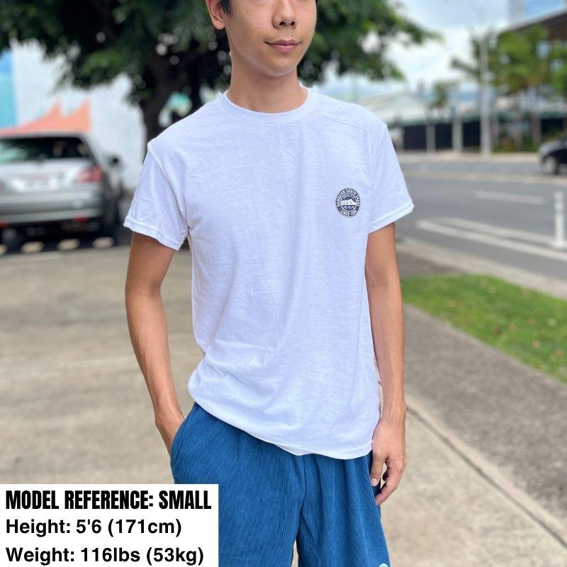 HawaiianSouthShore T-Shirt CIRCLE Made in Hawaii S-XL White - Must-Have for Surfers