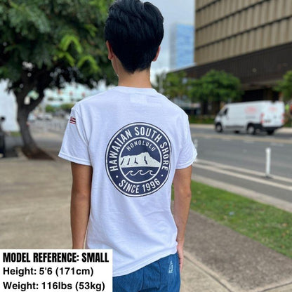 HawaiianSouthShore T-Shirt CIRCLE Made in Hawaii S-XL White - Must-Have for Surfers
