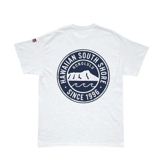 HawaiianSouthShore T-Shirt CIRCLE Made in Hawaii S-XL White - Must-Have for Surfers