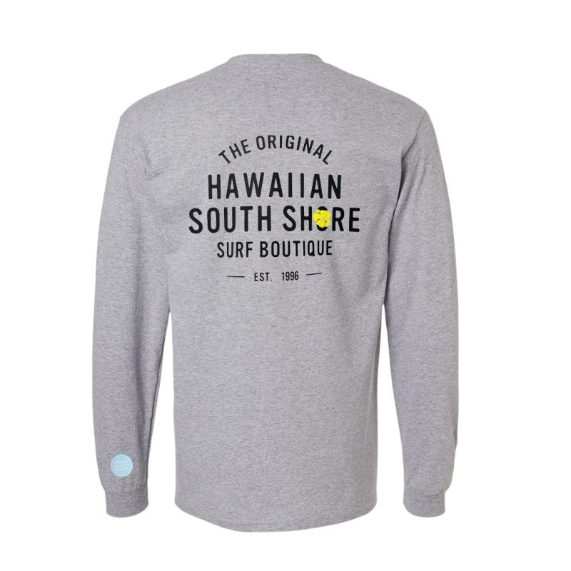 HawaiianSouthShore T-Shirt Long Sleeves 1996 Made in Hawaii (Small - XLarge) Grey - Must - Have for Surfers