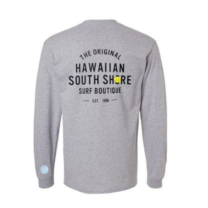 HawaiianSouthShore T-Shirt Long Sleeves 1996 Made in Hawaii (Small - XLarge) Grey - Must - Have for Surfers