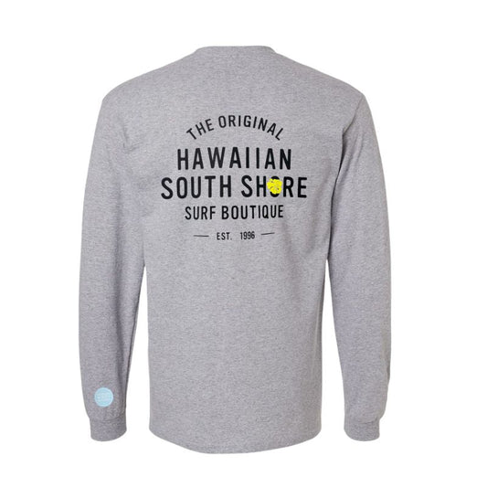 HawaiianSouthShore T-Shirt Long Sleeves 1996 Made in Hawaii (Small - XLarge) Grey - Must - Have for Surfers