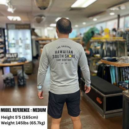 HawaiianSouthShore T-Shirt Long Sleeves 1996 Made in Hawaii (Small - XLarge) Grey - Must - Have for Surfers