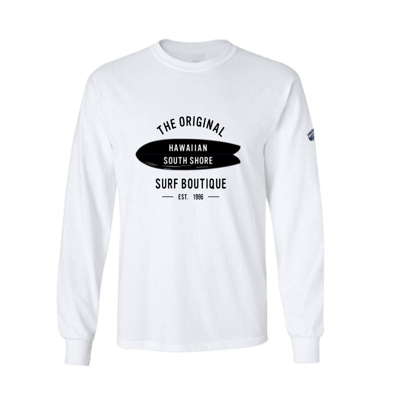 HawaiianSouthShore T-Shirt Long Sleeves TWIN BOARD Made in Hawaii (Small - Large) - Must - Have for Surfers