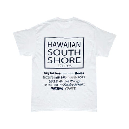 HawaiianSouthShore T-Shirt SURFPOINT 2 Made in Hawaii (Small - XXLarge) White Navy - Must - Have for Surfers