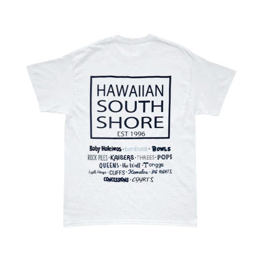HawaiianSouthShore T-Shirt SURFPOINT 2 Made in Hawaii (Small - XXLarge) White Navy - Must - Have for Surfers
