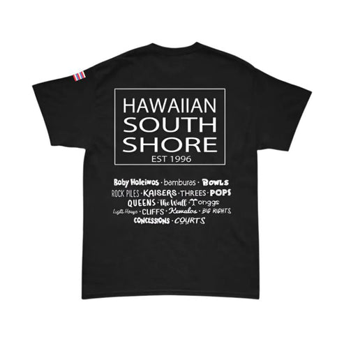 Hawaiian South Shore Surfpoint T-Shirt black made in Hawaii