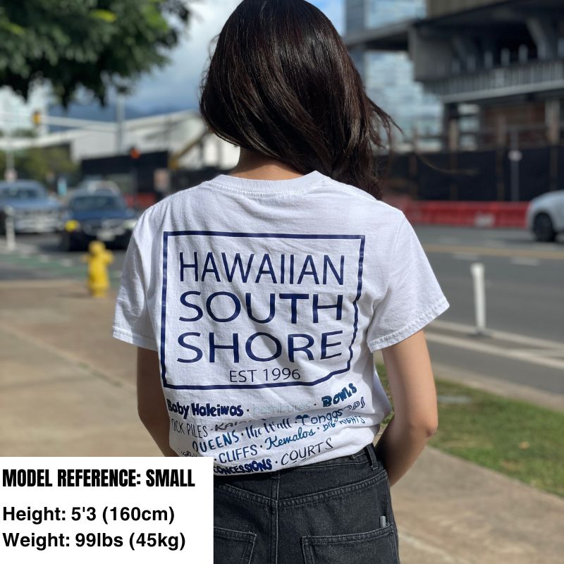 HawaiianSouthShore T-Shirt SURFPOINT Made in Hawaii (Small - 2XL) White Navy - Must - Have for Surfers