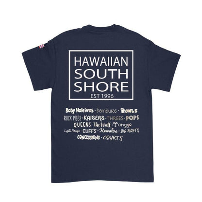 HawaiianSouthShore T-Shirt SURFPOINT Made in Hawaii (Small - 2XLarge) Navy White - Must - Have for Surfers
