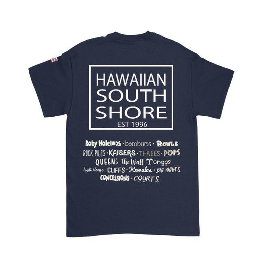 HawaiianSouthShore T-Shirt SURFPOINT Made in Hawaii (Small - 2XLarge) Navy White - Must - Have for Surfers