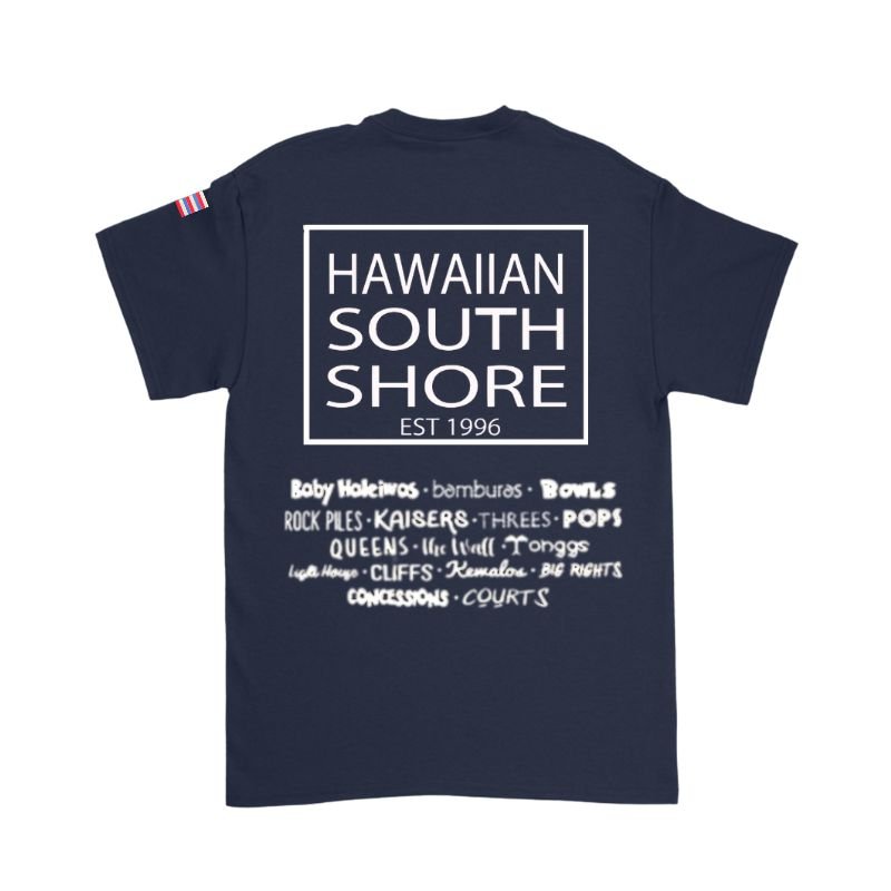 HawaiianSouthShore T-Shirt SURFPOINT Made in Hawaii (Small - 2XLarge) Navy White - Must - Have for Surfers