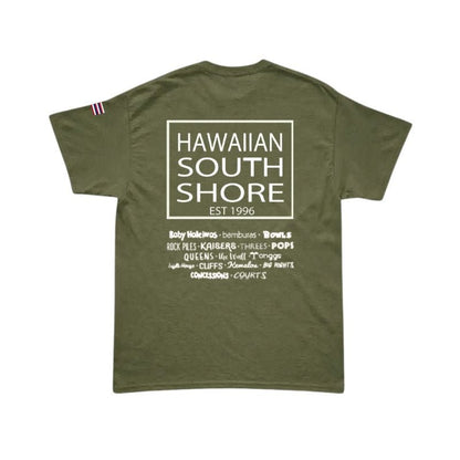 HawaiianSouthShore T-Shirt SURFPOINT Made in Hawaii (Small - Large) Military Green - Must - Have for Surfers