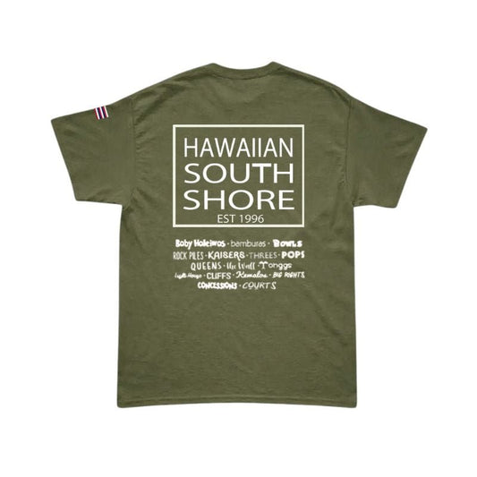 HawaiianSouthShore T-Shirt SURFPOINT Made in Hawaii (Small - Large) Military Green - Must - Have for Surfers