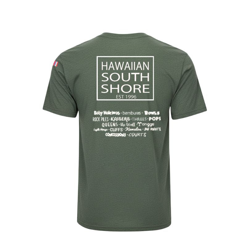 HawaiianSouthShore T-Shirt SURFPOINT Made in Hawaii (Xlarge) Heather Army - Must - Have for Surfers