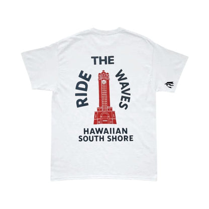 HawaiianSouthShore T-Shirt TOWER Made in Hawaii (Small - XLarge) White - Must - Have for Surfers