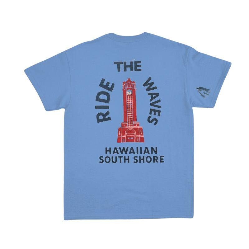 HawaiianSouthShore T-Shirt TOWER (Small - XLarge) Hawaiian Blue - Must - Have for Surfers