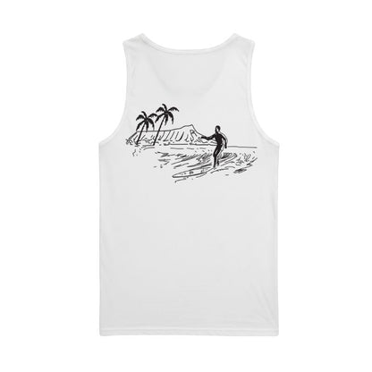 HawaiianSouthShore Tank Top Retro (Small - XXLarge) White - Must - Have for Surfers