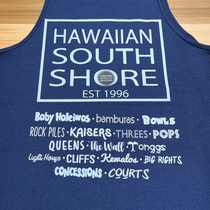 HawaiianSouthShore Tank Top Surfpoint (Med-XLarge) Navy - Must-Have for Surfers