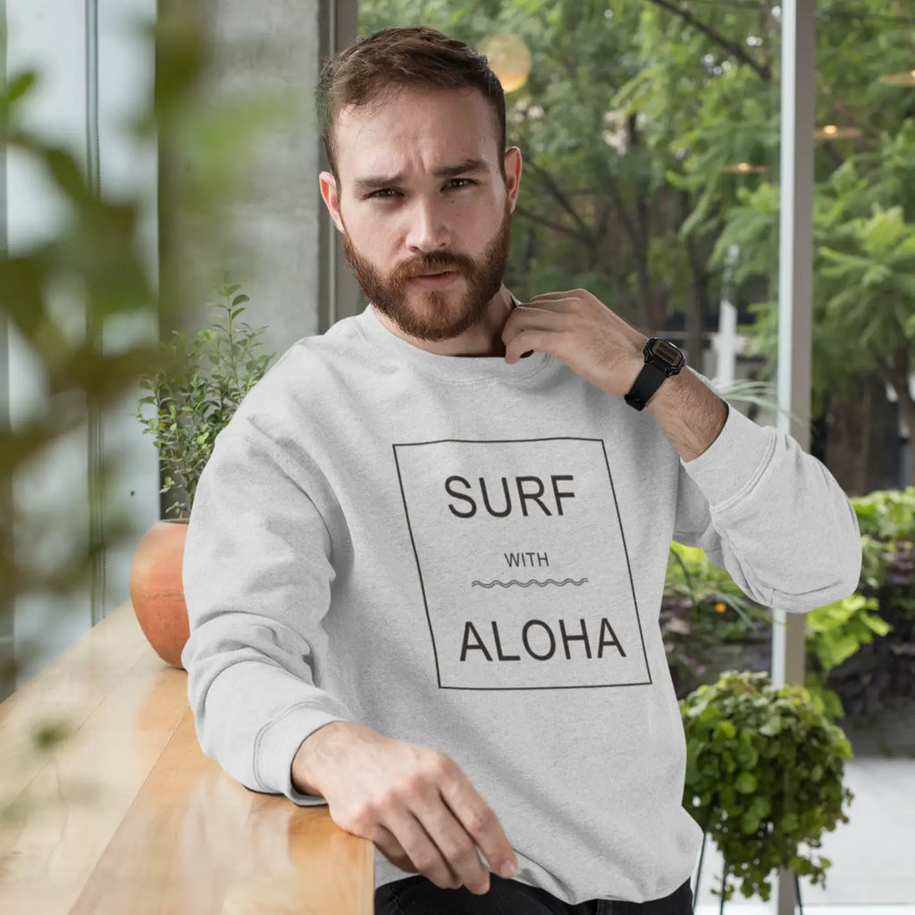 Aloha Days Sweater Surf & Aloha Grey shop at Hawaiian South Shore