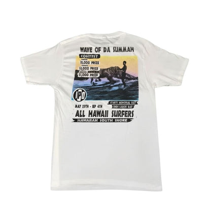 IPD x HawaiianSouthShore T-Shirt WAVE OF Da SUMMAH Small - XLarge White - Must - Have for Surfers