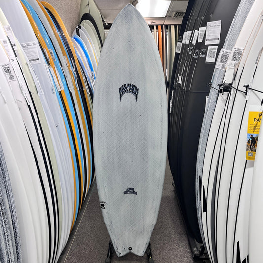 Lost Pisces Blacksheep 5'9 Purple Logo Futures surfboard, deck