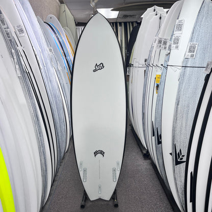 Lost RNF Twinzer 96'er Black Sheep Futures 5'4 Free Canards surfboard, bottom