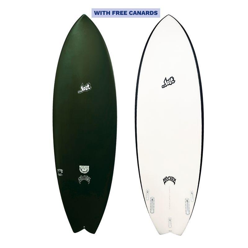 Lost RNF Twinzer 96'er Black Sheep Futures / Free Canards - 5'10" x 20.5 x 2.53 V34.1