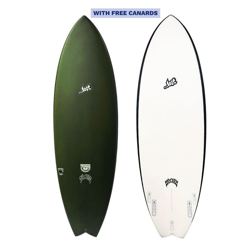 Lost RNF Twinzer 96'er Black Sheep Futures / Free Canards - 5'5" x 19.5 x 2.37 V28.25