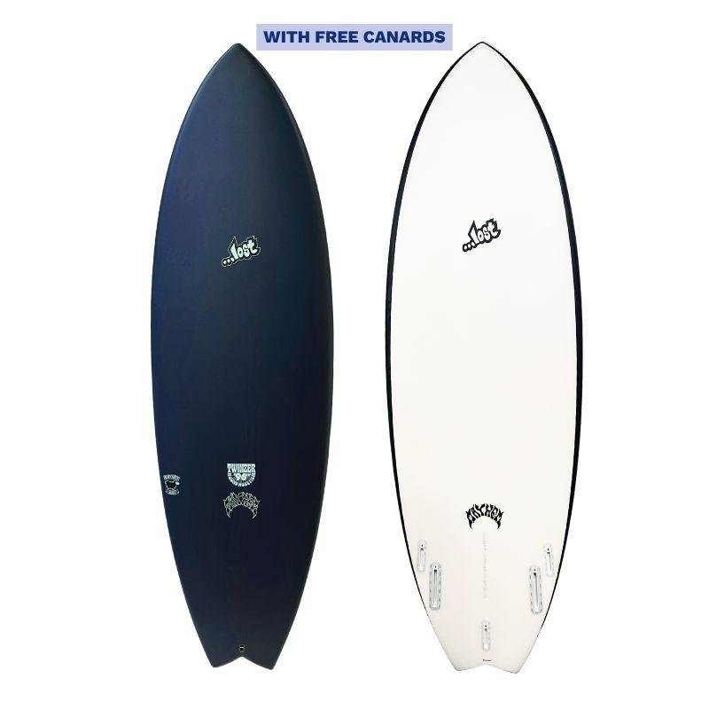 Lost RNF Twinzer 96'er Black Sheep Futures / Free Canards - 5'7" x 19.88 x 2.44 V30.55