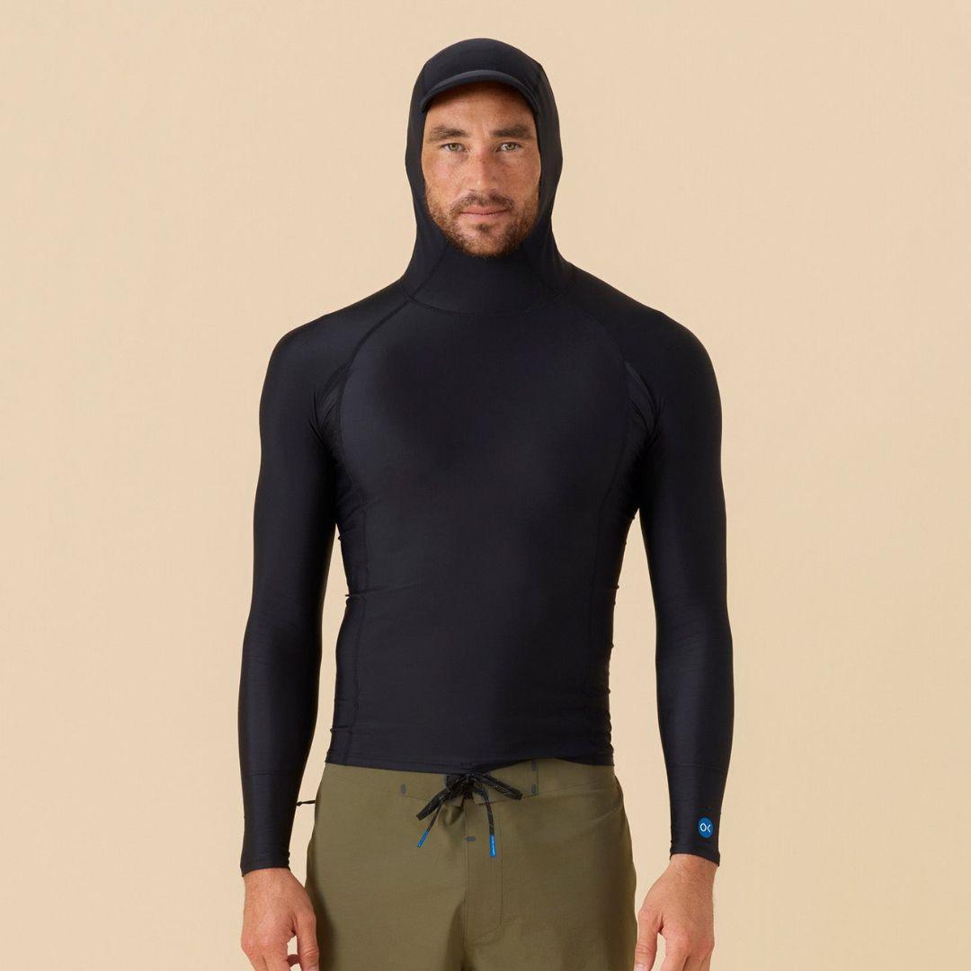 OUTERKNOWN Rashguard Apex Evolution Hooded (Small - XXLarge) Faded Pitch Black - Must - Have for Surfers