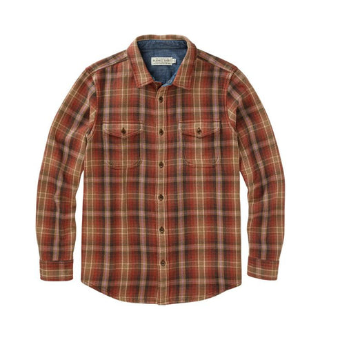 Outerknown Blanket Shirt in Copper Spotlight Plaid sustainable organic cotton