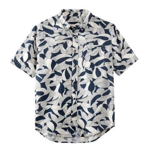 Outerknown Shirt Indigo Floating Fauna at Hawaiian South Shore