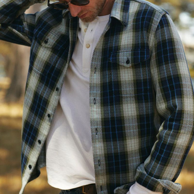Outerknown SHIRT (Small - XXLarge) Marine Felize Plaid - Must - Have for Surfers