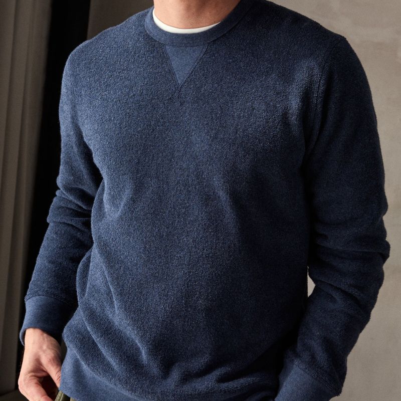 Outerknown Sweater Hightide Crew (Small - Large) Heather Indigo - Must - Have for Surfers