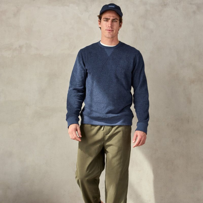 Outerknown Sweater Hightide Crew (Small - Large) Heather Indigo - Must - Have for Surfers