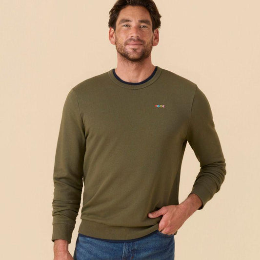 Outerknown Sweater The Team Crew (Small-XLarge) Deep Olive - Must-Have for Surfers