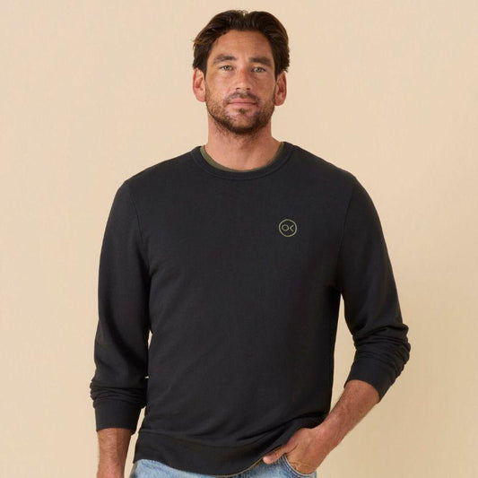 Outerknown Sweater The Team Crew (Small-XLarge) Washed Black - Must-Have for Surfers