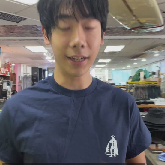 HSS T-Shirt KAMEHAMEHA 2 Navy fit video - Kai 5'7" (170 cm), 116 lbs (53 kg)