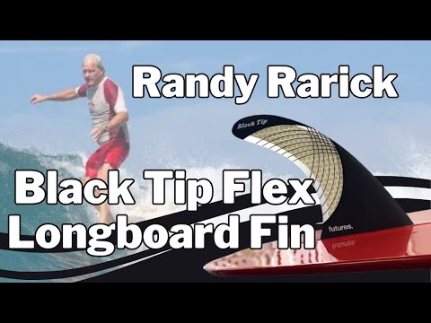 Randy Rarick BLACK TIP FLEX Longboard Fin 7.5&quot;-10.0&quot; Carbon Super Flex Tip