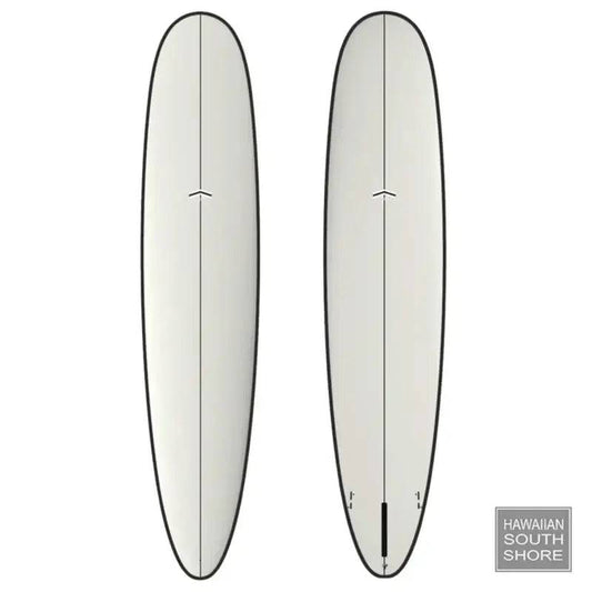 Parallax Plus classic hull longboard deck and bottom view showing traditional hull design