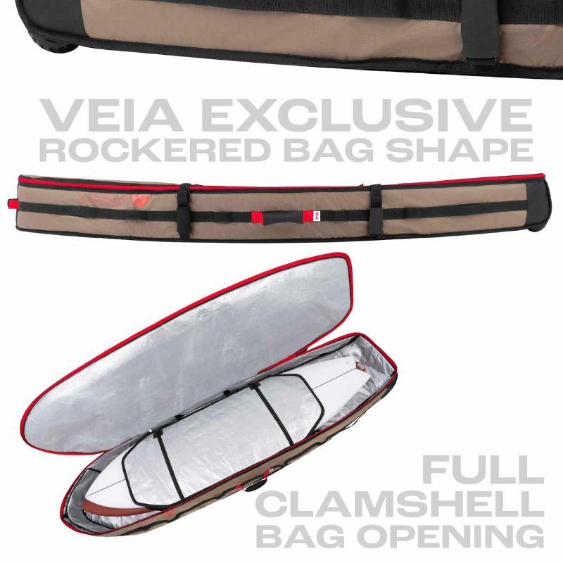 VEIA John John Florence Wheeled 3 Board Hybrid Travel Bag (6'0" - 7'0") Coyote - Must-Have for Surfers