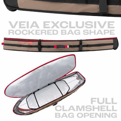VEIA John John Florence Wheeled 3 Board Hybrid Travel Bag (6'0" - 7'0") Coyote - Must-Have for Surfers